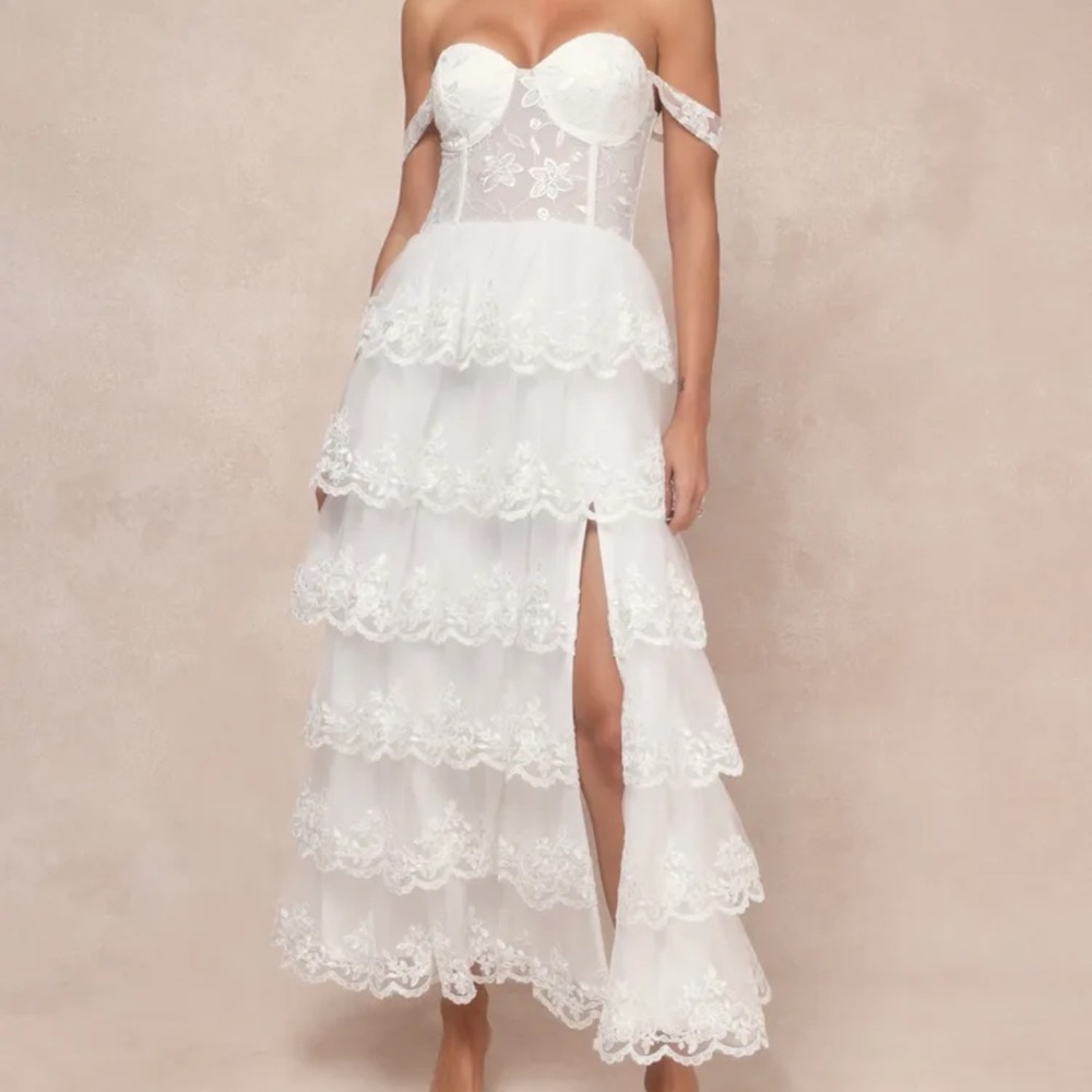 White tea party/bridal shower/baby shower dress